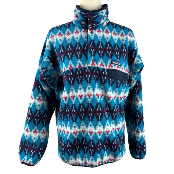 Patagonia Synchilla Fleece Snap-T Pullover Forest Carpet Deep Sea Blue Small - Picture 7 of 15
